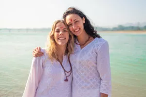 Two friends who are happy because of Vedic Meditation