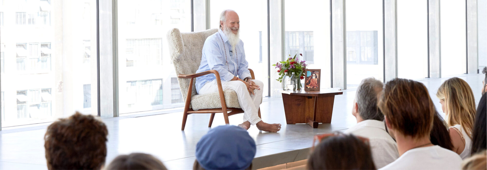 Thom Knoles in New York speaking to a group of people