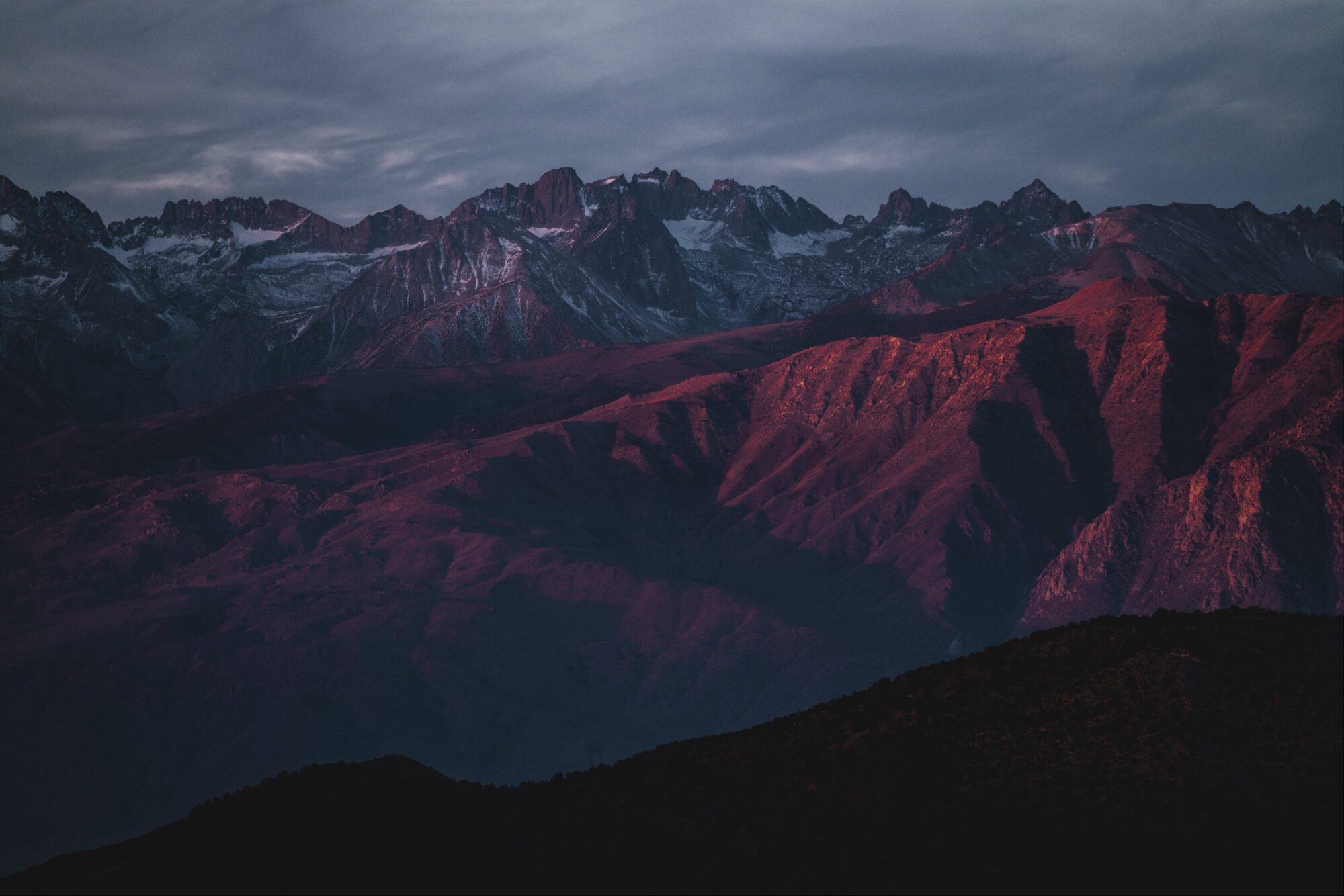 Image of mountains in the dimming evening light
