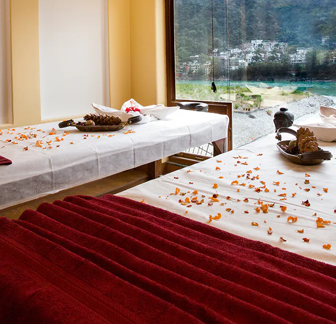 A meditation room at a Vedic Meditation Retreat in India