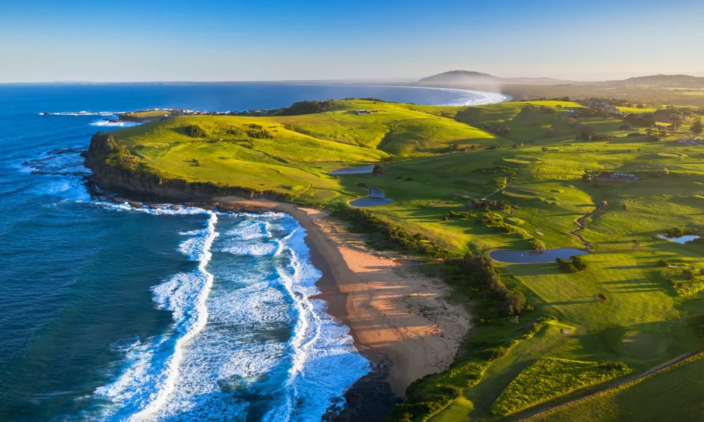 View of the Gerringong beach from the air