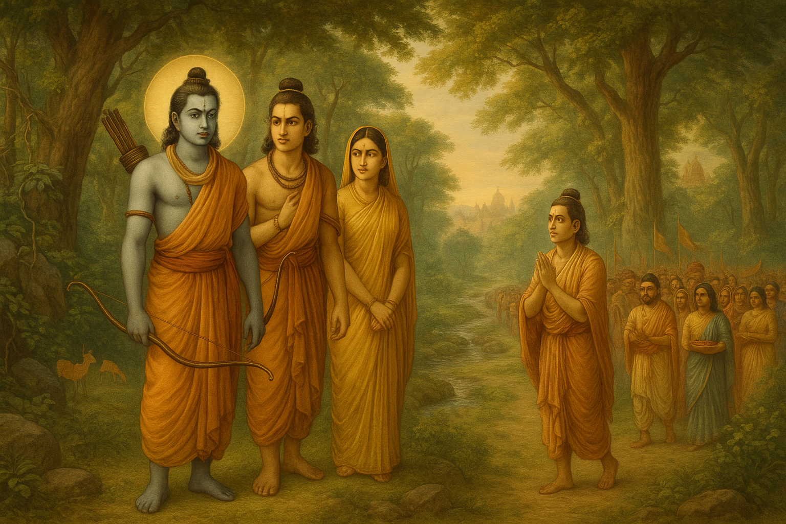 Rama, Lakshman, Sita, Bharata from the Ramayana