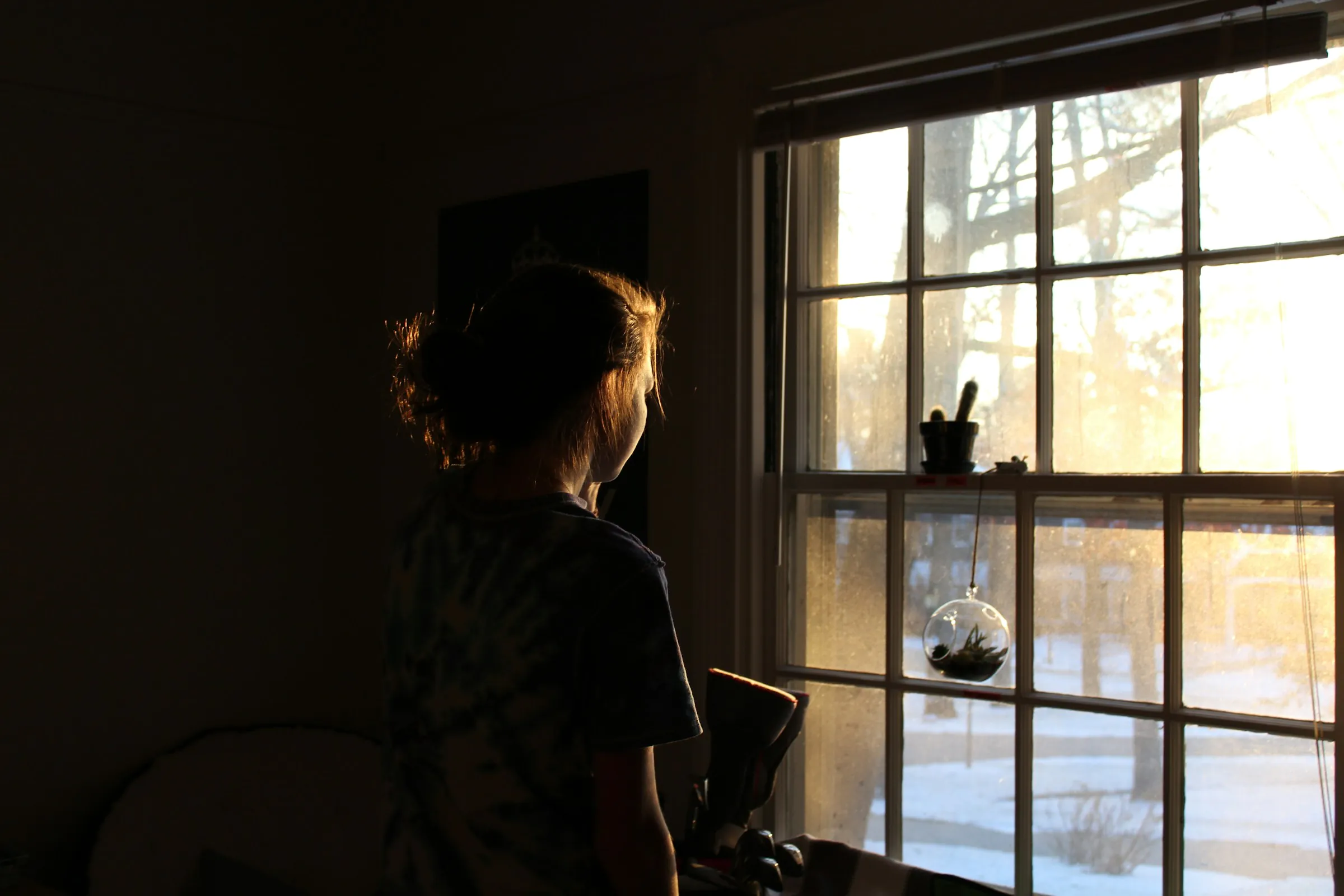 child looking through the window